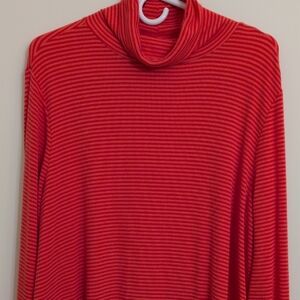 Loft Vintage Hot Pink/Light Pink Striped Turtleneck Sweater Sz 16/18